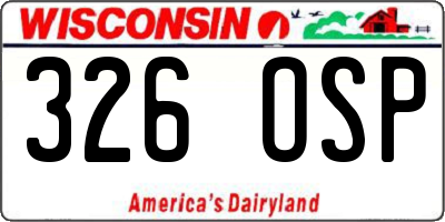 WI license plate 326OSP