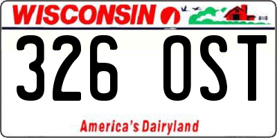 WI license plate 326OST