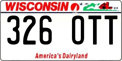 WI license plate 326OTT