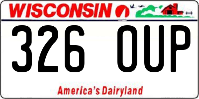 WI license plate 326OUP