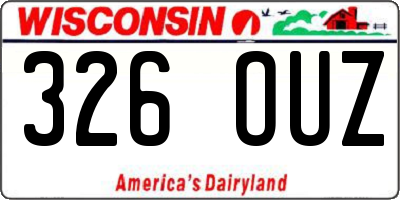 WI license plate 326OUZ