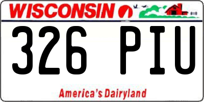 WI license plate 326PIU