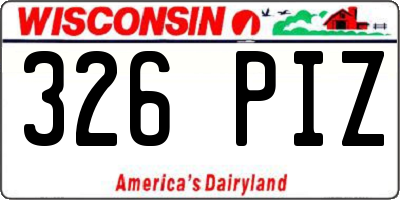 WI license plate 326PIZ