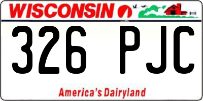 WI license plate 326PJC