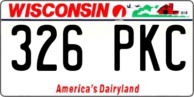 WI license plate 326PKC