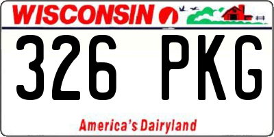 WI license plate 326PKG
