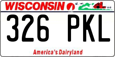 WI license plate 326PKL