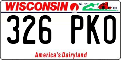 WI license plate 326PKO