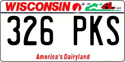 WI license plate 326PKS