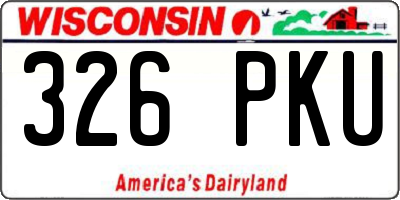 WI license plate 326PKU