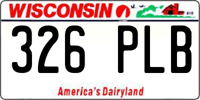 WI license plate 326PLB