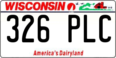 WI license plate 326PLC