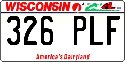 WI license plate 326PLF