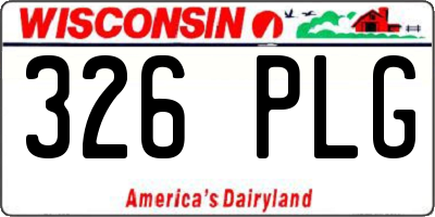 WI license plate 326PLG