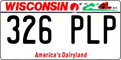 WI license plate 326PLP