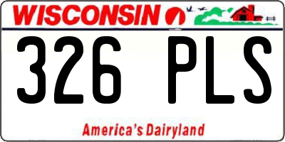 WI license plate 326PLS