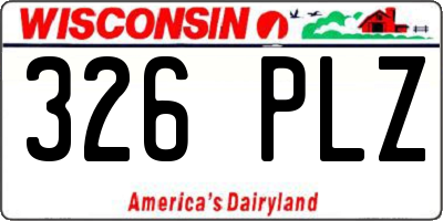 WI license plate 326PLZ