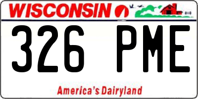 WI license plate 326PME