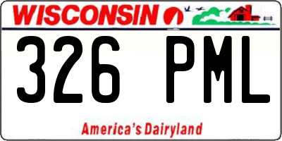 WI license plate 326PML