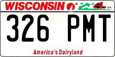 WI license plate 326PMT