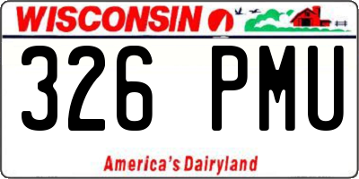 WI license plate 326PMU