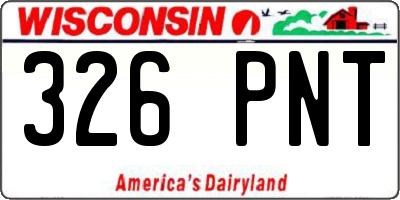 WI license plate 326PNT