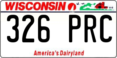 WI license plate 326PRC