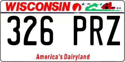 WI license plate 326PRZ