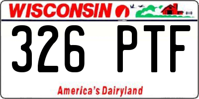 WI license plate 326PTF