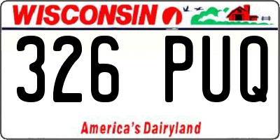 WI license plate 326PUQ