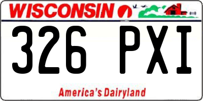 WI license plate 326PXI