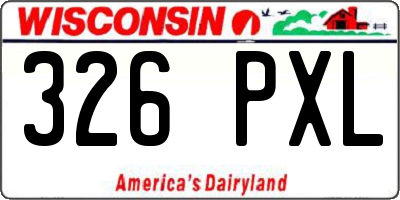 WI license plate 326PXL