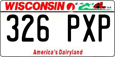 WI license plate 326PXP