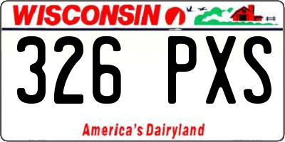 WI license plate 326PXS