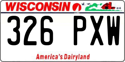 WI license plate 326PXW