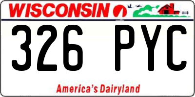 WI license plate 326PYC