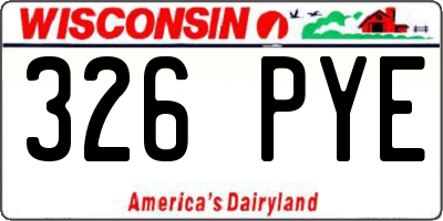 WI license plate 326PYE
