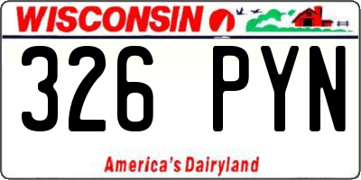 WI license plate 326PYN