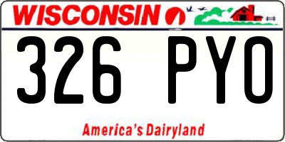 WI license plate 326PYO