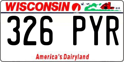 WI license plate 326PYR