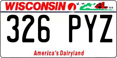 WI license plate 326PYZ