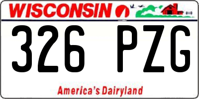 WI license plate 326PZG