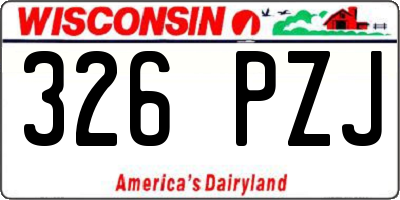 WI license plate 326PZJ