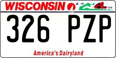 WI license plate 326PZP