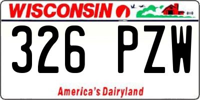 WI license plate 326PZW