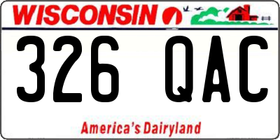 WI license plate 326QAC