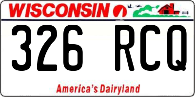 WI license plate 326RCQ