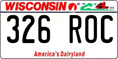 WI license plate 326ROC