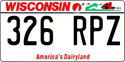 WI license plate 326RPZ