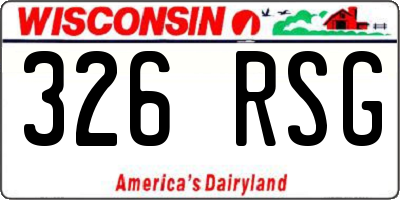 WI license plate 326RSG